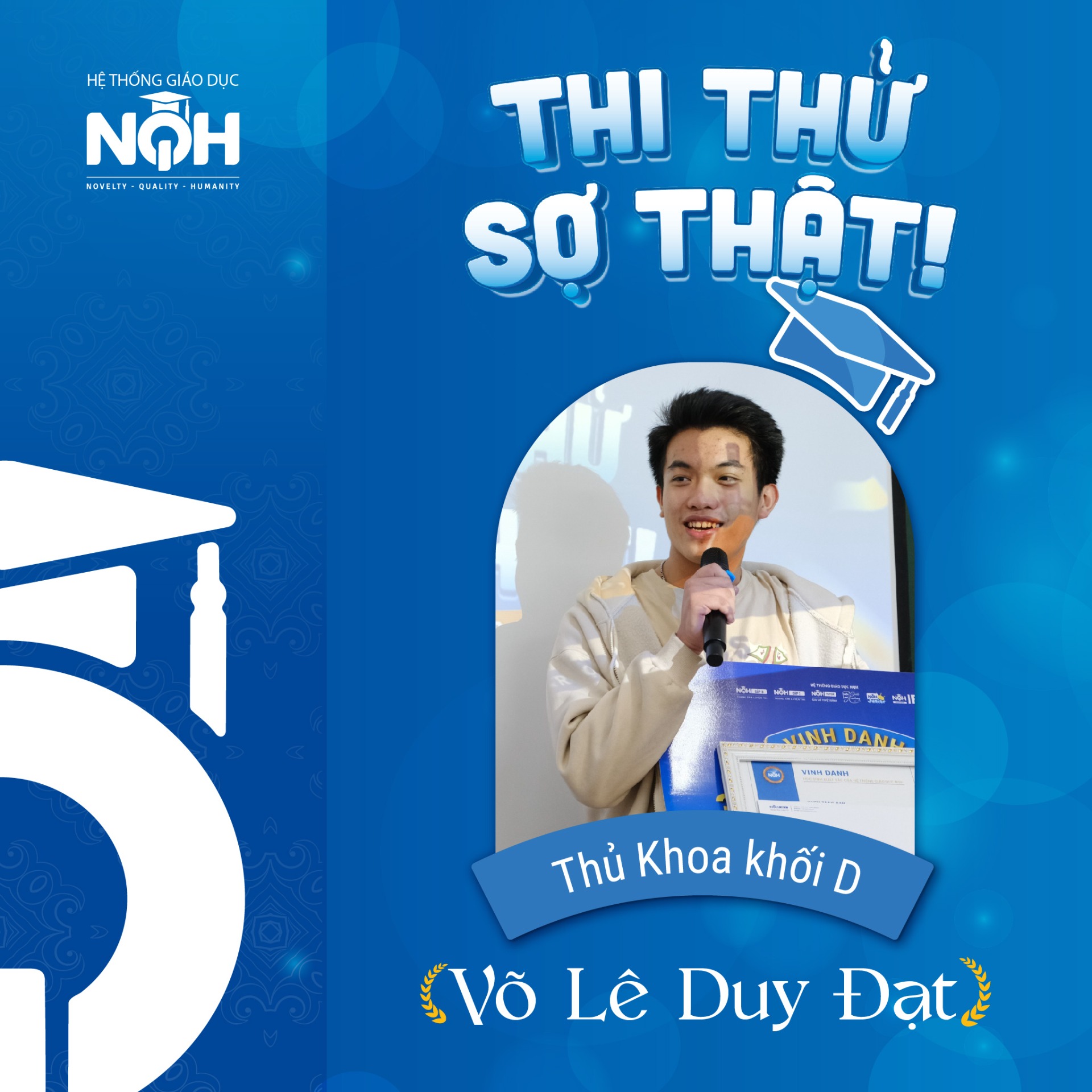 Thủ khoa khối D (Toán - Anh - Văn): Võ Lê Duy Đạt của Thi thử sợ thật 2023