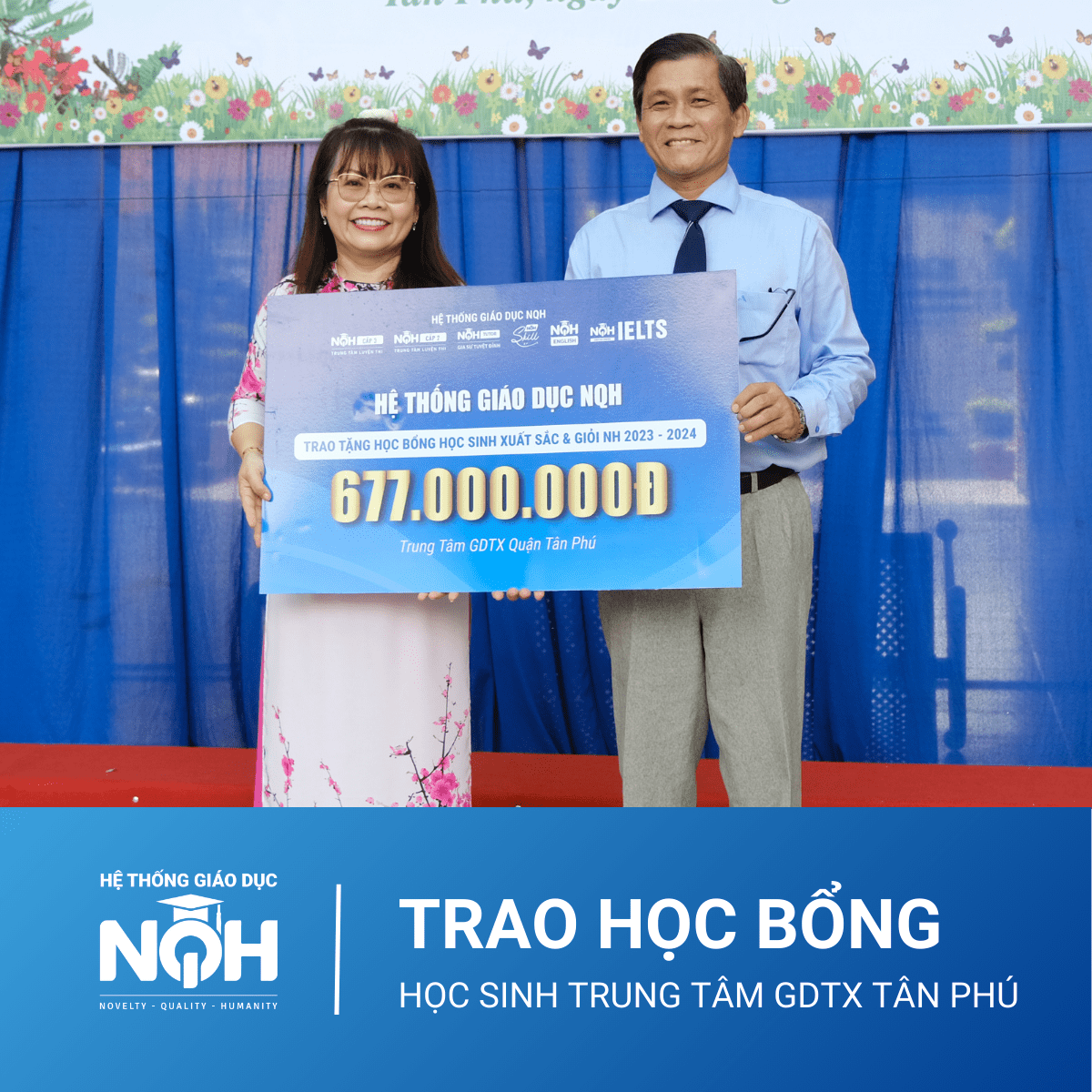 TRAO HỌC BỔNG HƠN 600 TRIỆU ĐỒNG CHO HỌC SINH TRUNG TÂM GDTX TÂN PHÚ