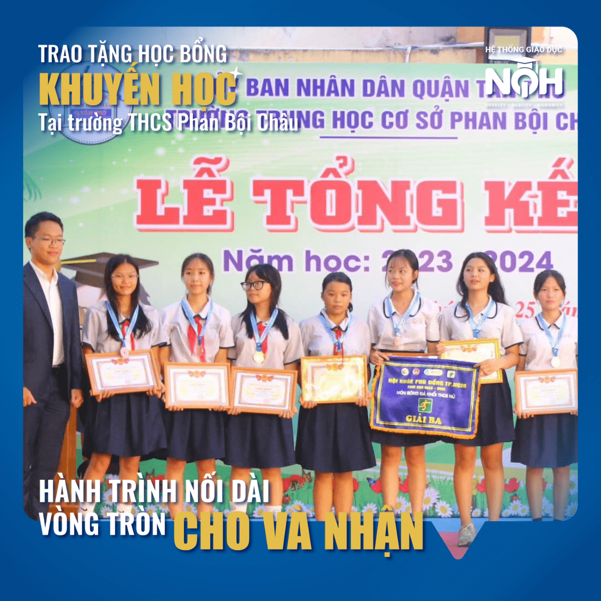 Trao học bổng hơn 100 triệu đồng đến học sinh THCS Phan Bội Châu 