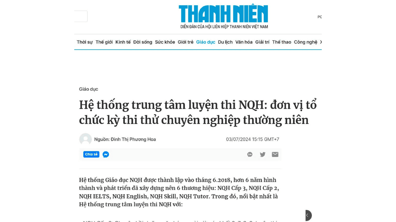 Hệ Thống Giáo Dục NQH Ghi Dấu Ấn Trên Các Trang Báo Uy Tín