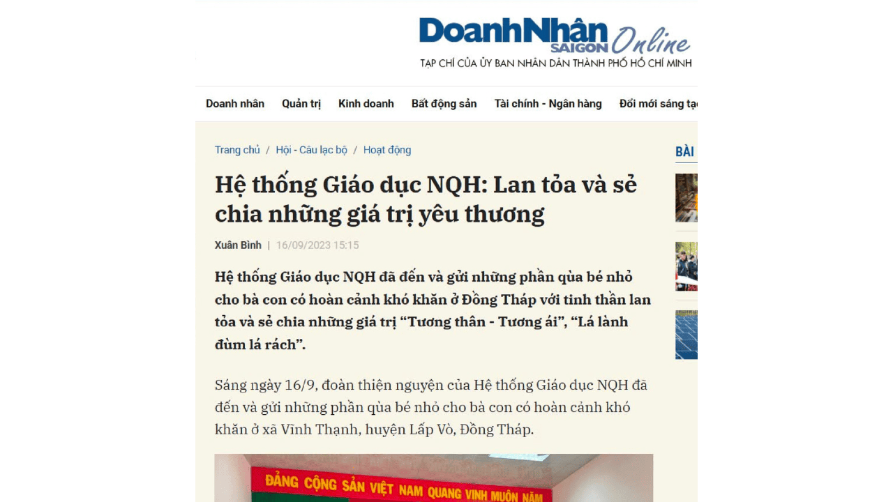 Hệ Thống Giáo Dục NQH Ghi Dấu Ấn Trên Các Trang Báo Uy Tín